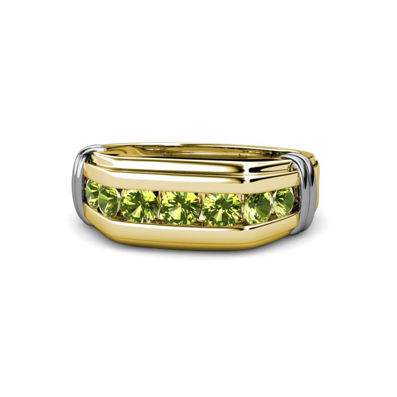 Brad Round Peridot 7 Stone Men Wedding Ring