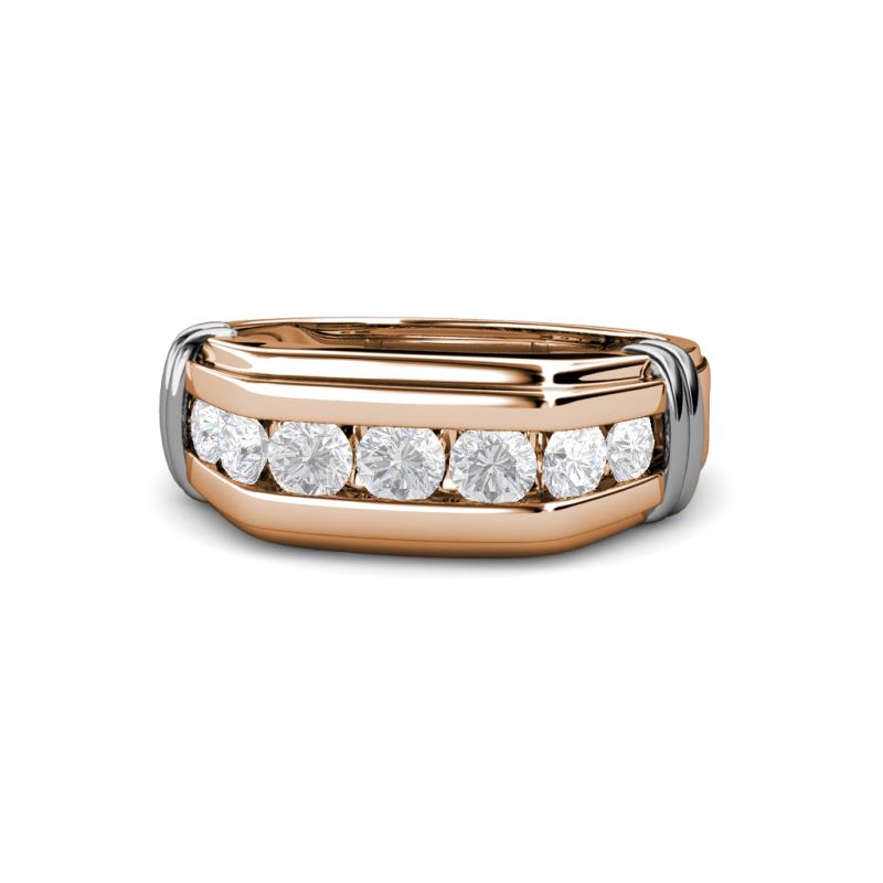 Brad Round White Sapphire 7 Stone Men Wedding Ring