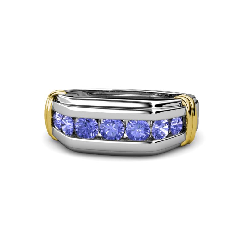 Brad Round Tanzanite 7 Stone Men Wedding Ring