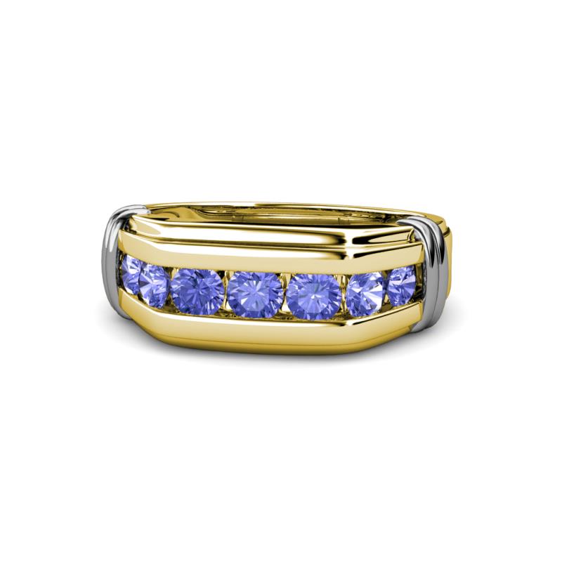 Brad Round Tanzanite 7 Stone Men Wedding Ring