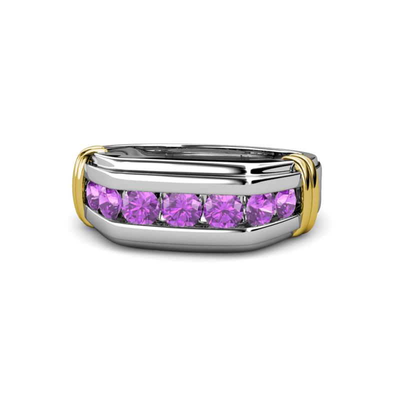 Brad Round Amethyst 7 Stone Men Wedding Ring