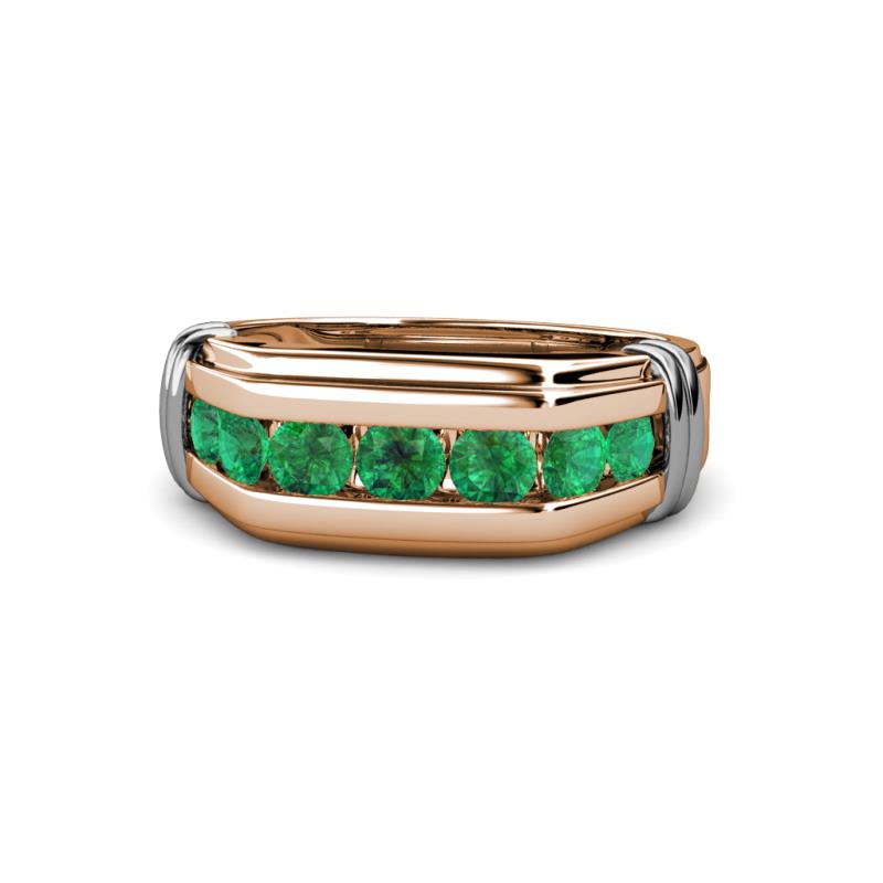 Brad Round Emerald 7 Stone Men Wedding Ring