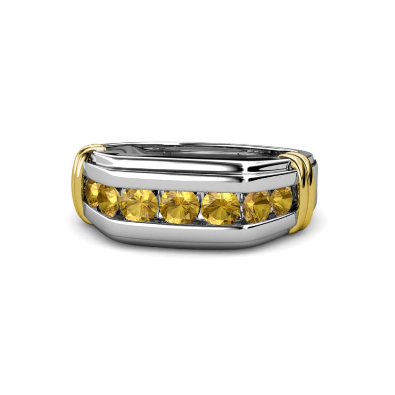 Brad Round Citrine 7 Stone Men Wedding Ring