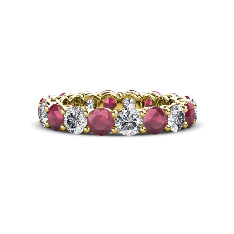 Tiffany 4.00 mm Diamond and Rhodolite Garnet Eternity Band 