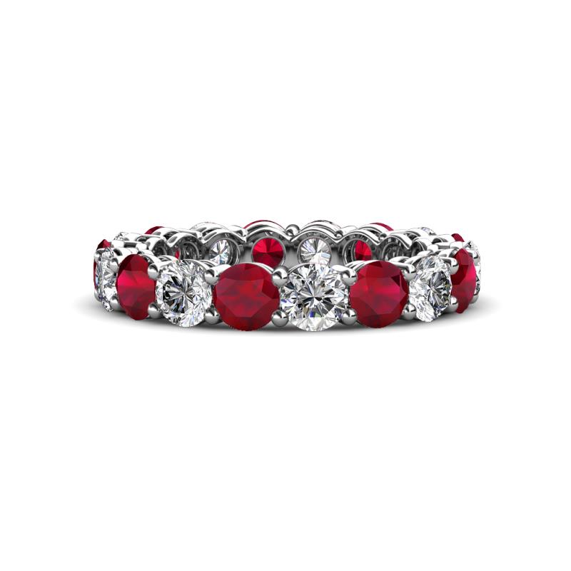Tiffany 4.00 mm Ruby and Lab Grown Diamond Eternity Band 