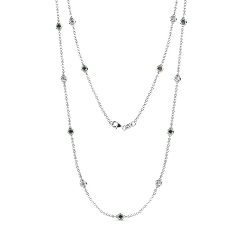 Lien (13 Stn/3mm) Diamond and Lab Created Alexandrite on Cable Necklace 
