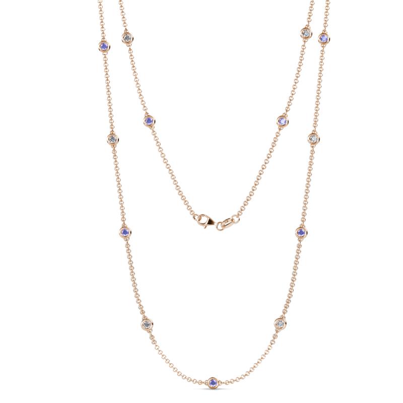 Lien (13 Stn/3mm) Tanzanite and Diamond on Cable Necklace 