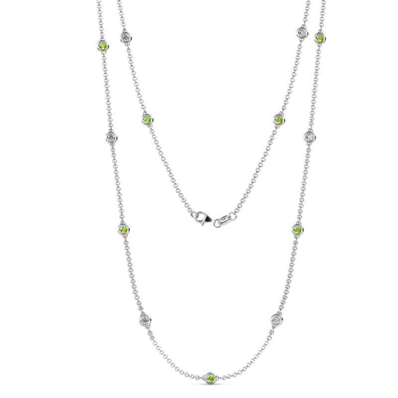 Lien (13 Stn/3mm) Peridot and Diamond on Cable Necklace 