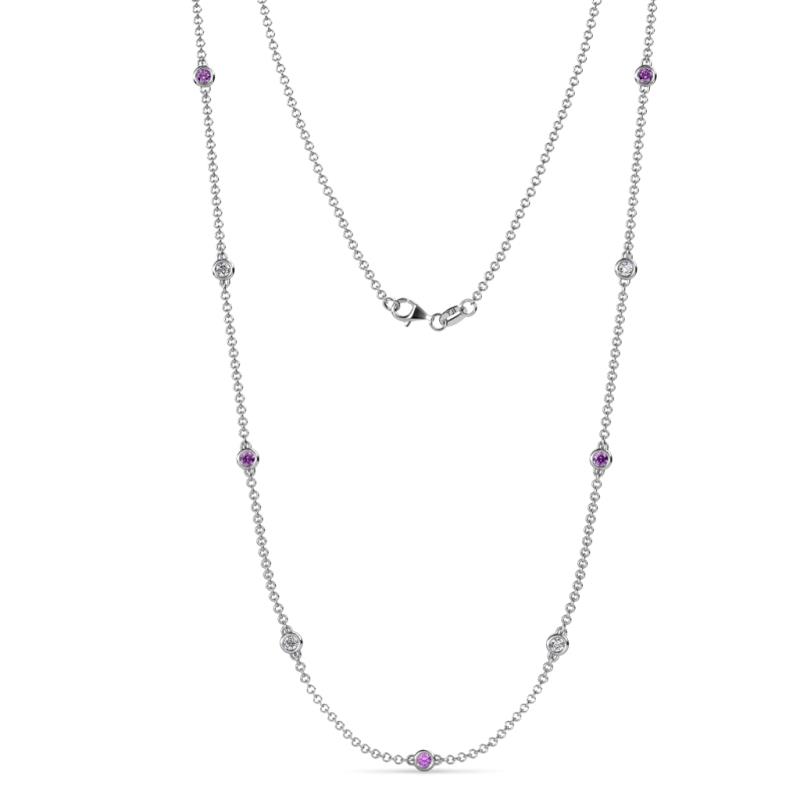 Adia (9 Stn/2.7mm) Amethyst and Diamond on Cable Necklace 