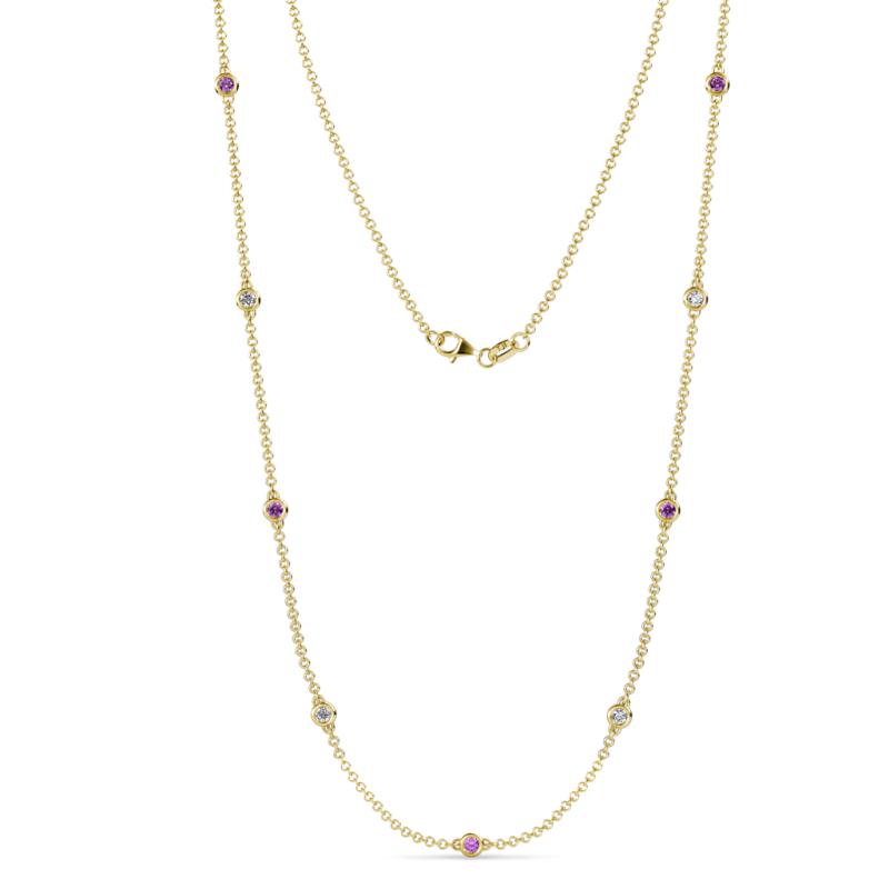 Adia (9 Stn/2.7mm) Amethyst and Diamond on Cable Necklace 