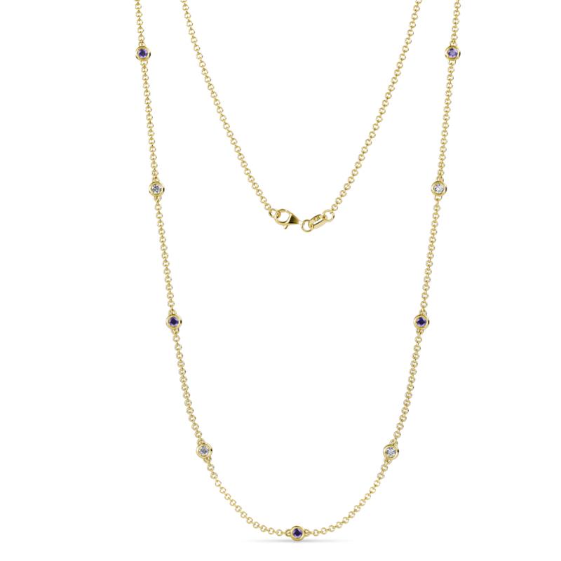 Adia (9 Stn/2.7mm) Iolite and Diamond on Cable Necklace 