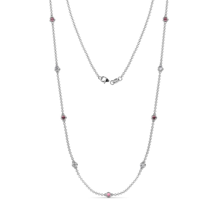 Adia (9 Stn/2.7mm) Rhodolite Garnet and Diamond on Cable Necklace 