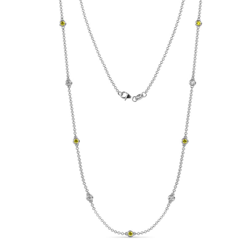 Adia (9 Stn/2.7mm) Yellow and White Diamond on Cable Necklace 