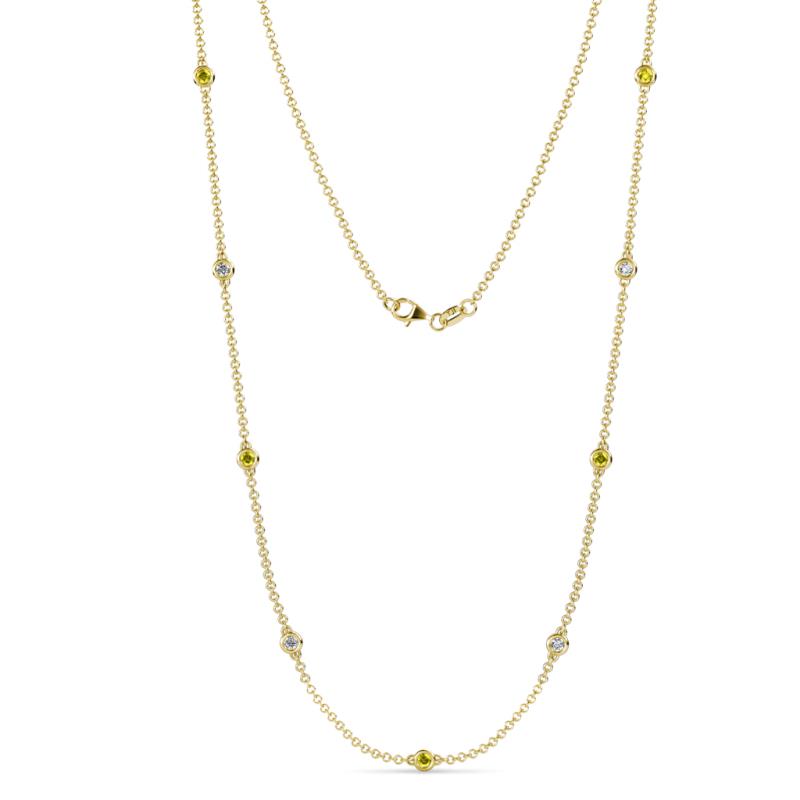 Adia (9 Stn/2.7mm) Yellow and White Diamond on Cable Necklace 