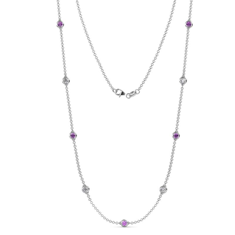 Adia (9 Stn/4mm) Amethyst and Diamond on Cable Necklace 