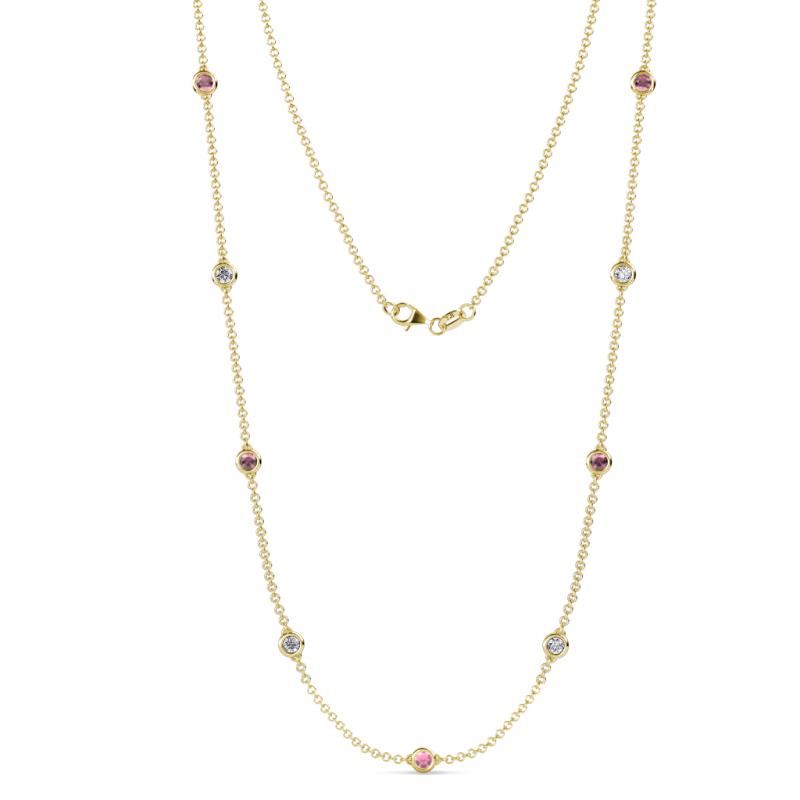 Adia (9 Stn/4mm) Rhodolite Garnet and Diamond on Cable Necklace 