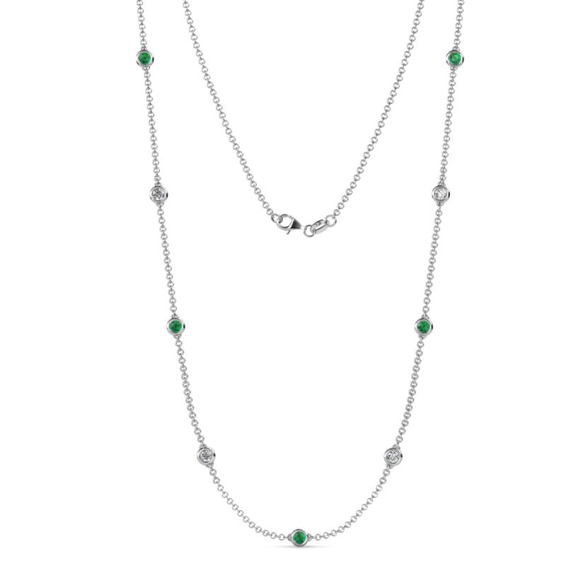 Adia (9 Stn/4mm) Emerald and Diamond on Cable Necklace 