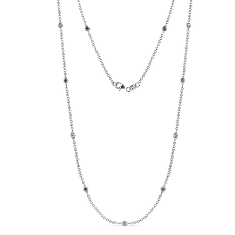 Asta (11 Stn/2mm) Petite London Blue Topaz and Diamond on Cable Necklace 