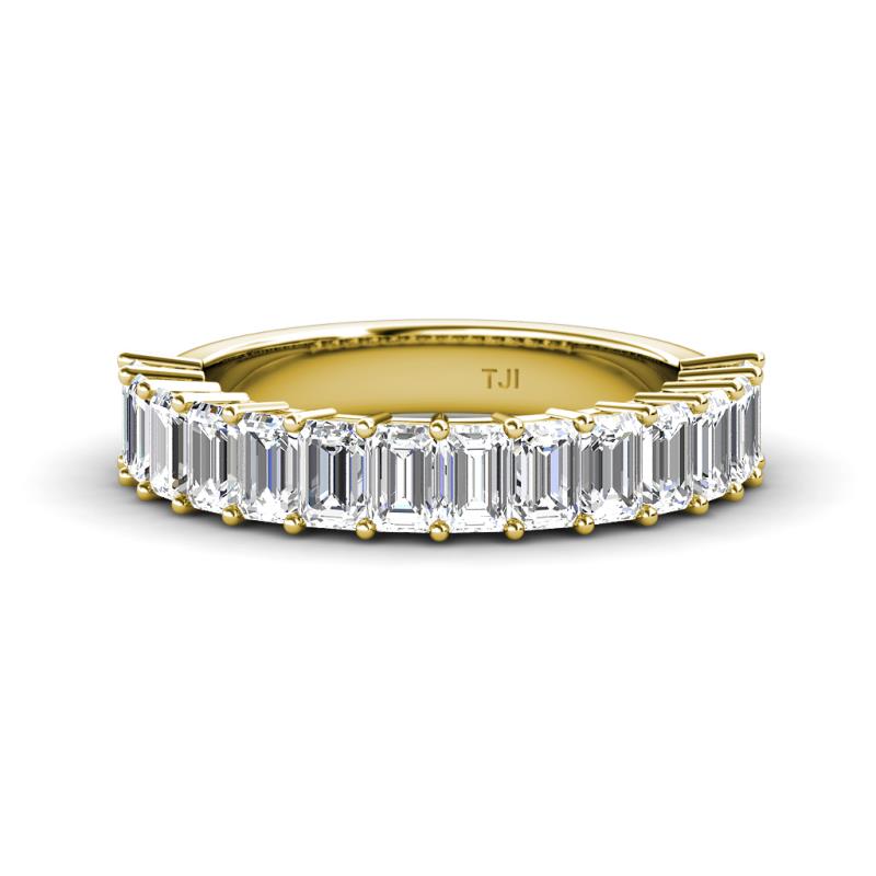 Alaya Emerald Cut Diamond 14 Stone Wedding Band 