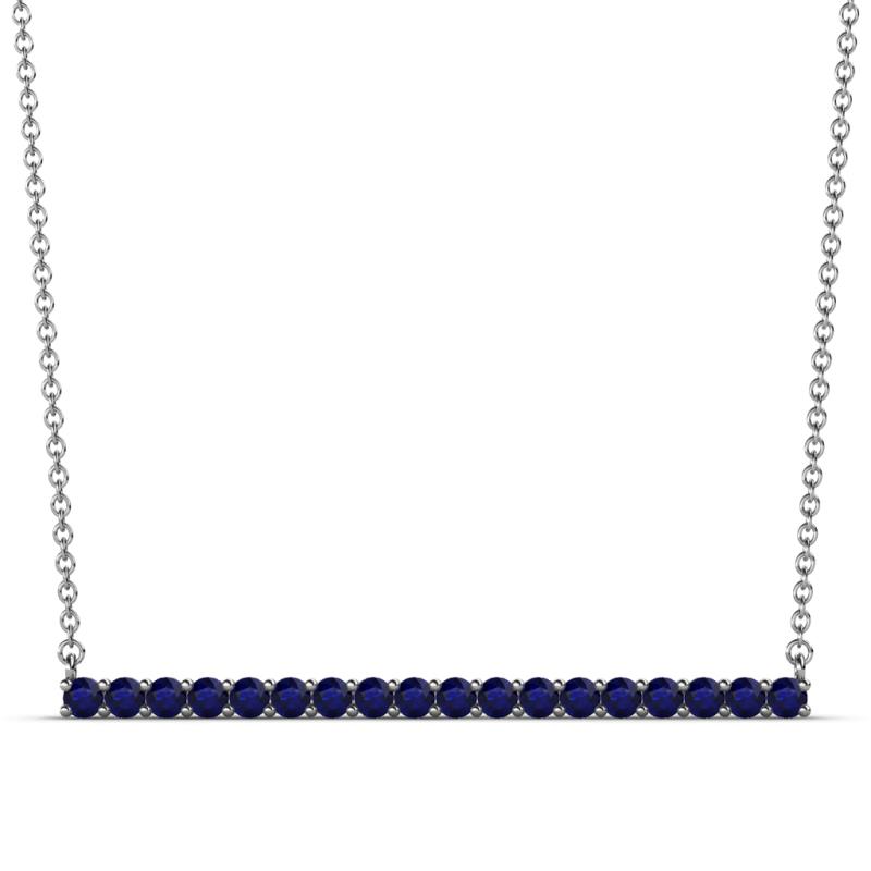 Noya 2.00 mm Round Blue Sapphire Horizontal Bar Pendant Necklace 