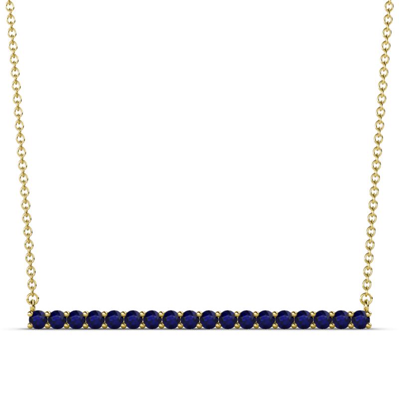 Noya 2.00 mm Round Blue Sapphire Horizontal Bar Pendant Necklace 