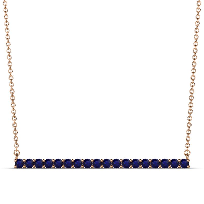 Noya 2.00 mm Round Blue Sapphire Horizontal Bar Pendant Necklace 