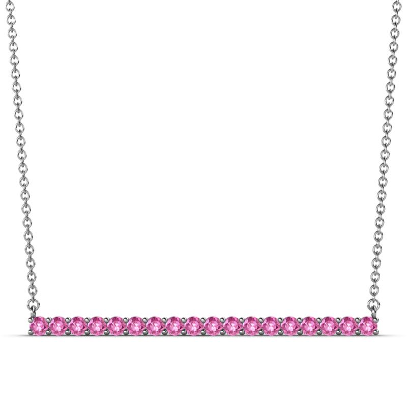 Noya 2.00 mm Round Pink Sapphire Horizontal Bar Pendant Necklace 