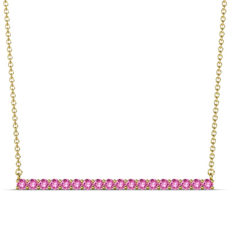 Noya 2.00 mm Round Pink Sapphire Horizontal Bar Pendant Necklace 
