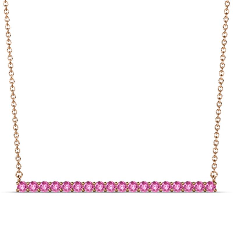 Noya 2.00 mm Round Pink Sapphire Horizontal Bar Pendant Necklace 