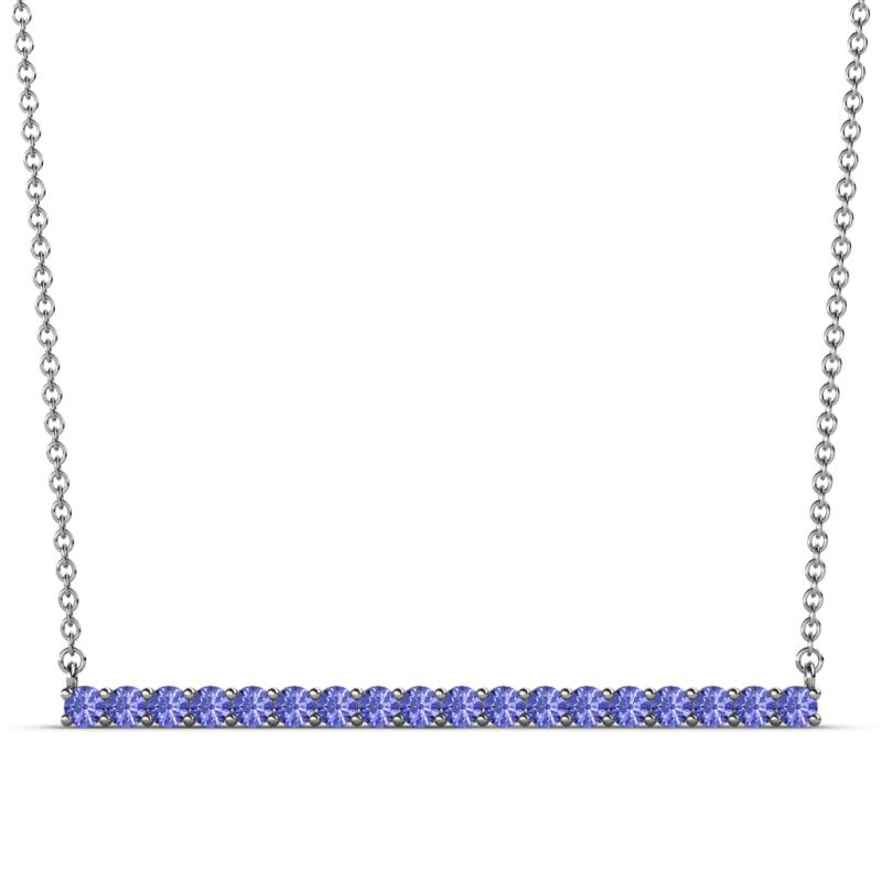 Noya 2.00 mm Round Tanzanite Horizontal Bar Pendant Necklace 