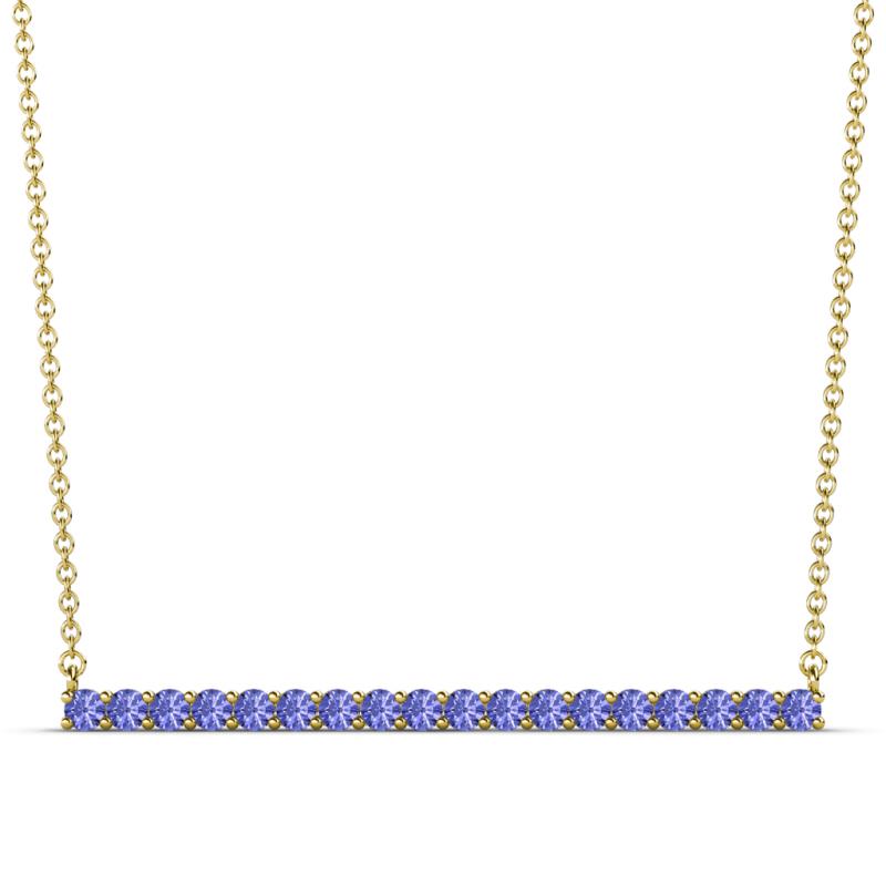 Noya 2.00 mm Round Tanzanite Horizontal Bar Pendant Necklace 
