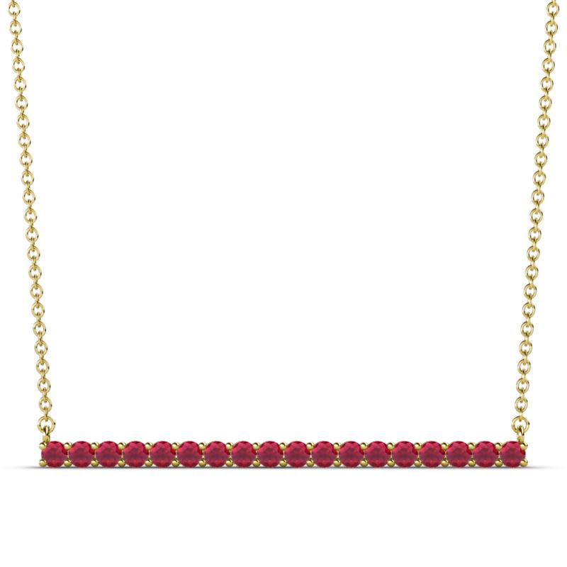 Noya 2.00 mm Round Ruby Horizontal Bar Pendant Necklace 