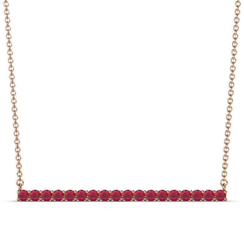 Noya 2.00 mm Round Ruby Horizontal Bar Pendant Necklace 