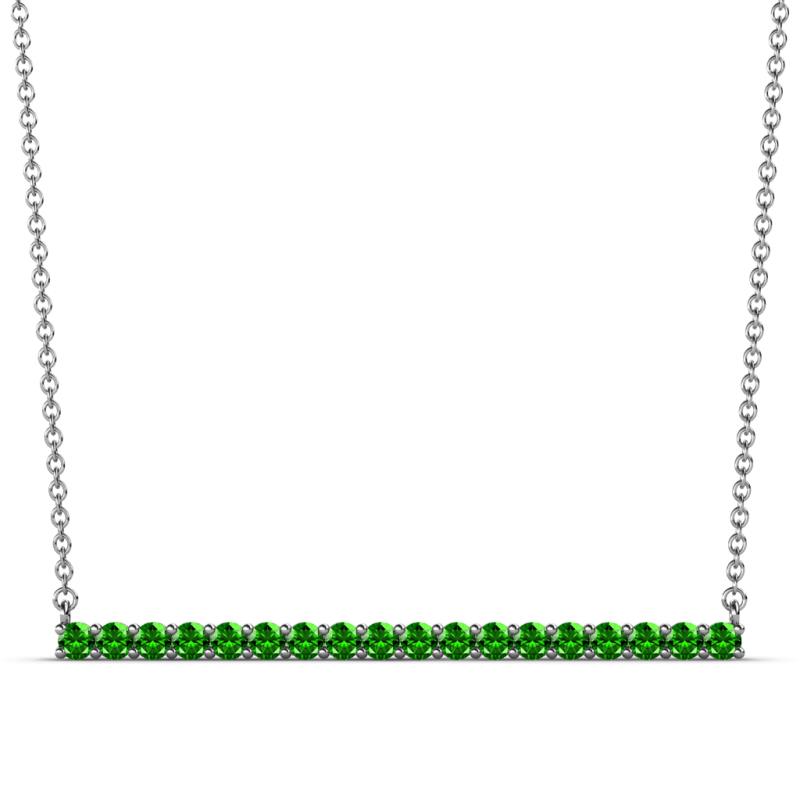 Noya 2.00 mm Round Green Garnet Horizontal Bar Pendant Necklace 