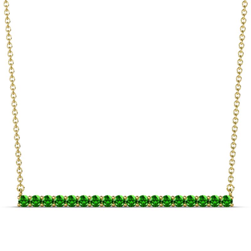 Noya 2.00 mm Round Green Garnet Horizontal Bar Pendant Necklace 