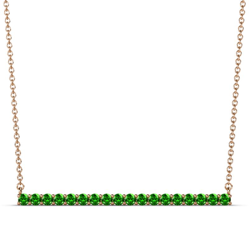 Noya 2.00 mm Round Green Garnet Horizontal Bar Pendant Necklace 