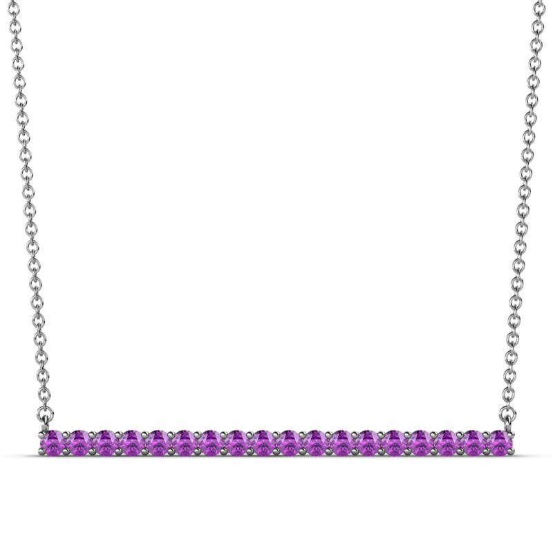 Noya 2.00 mm Round Amethyst Horizontal Bar Pendant Necklace 