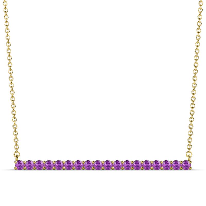 Noya 2.00 mm Round Amethyst Horizontal Bar Pendant Necklace 