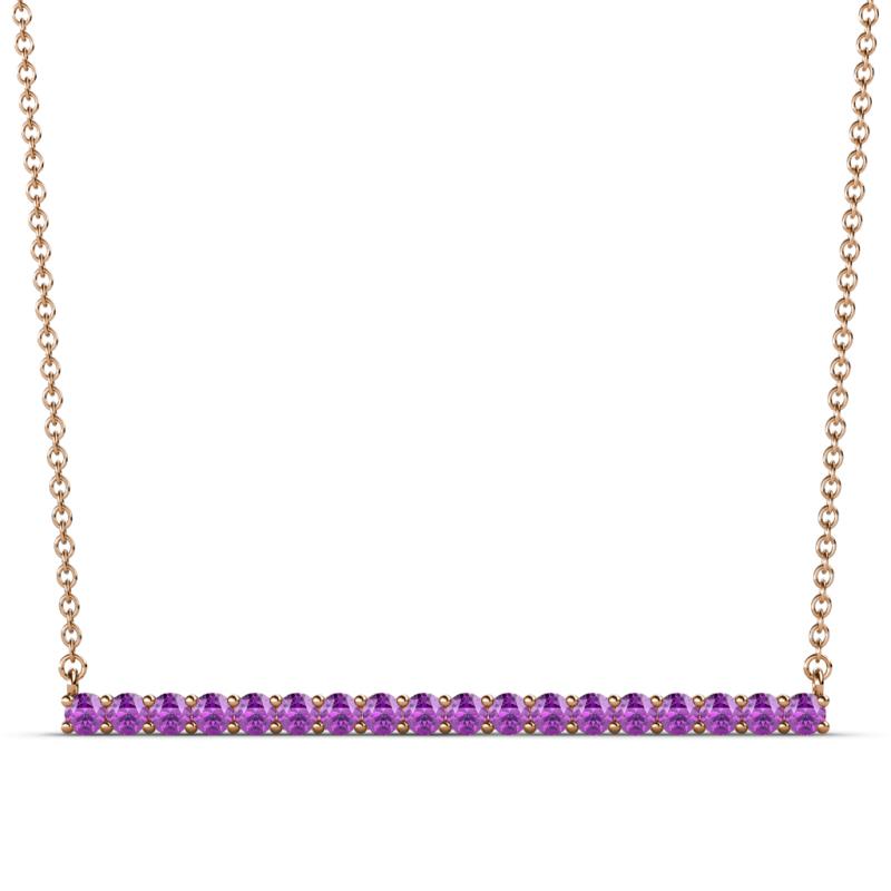 Noya 2.00 mm Round Amethyst Horizontal Bar Pendant Necklace 