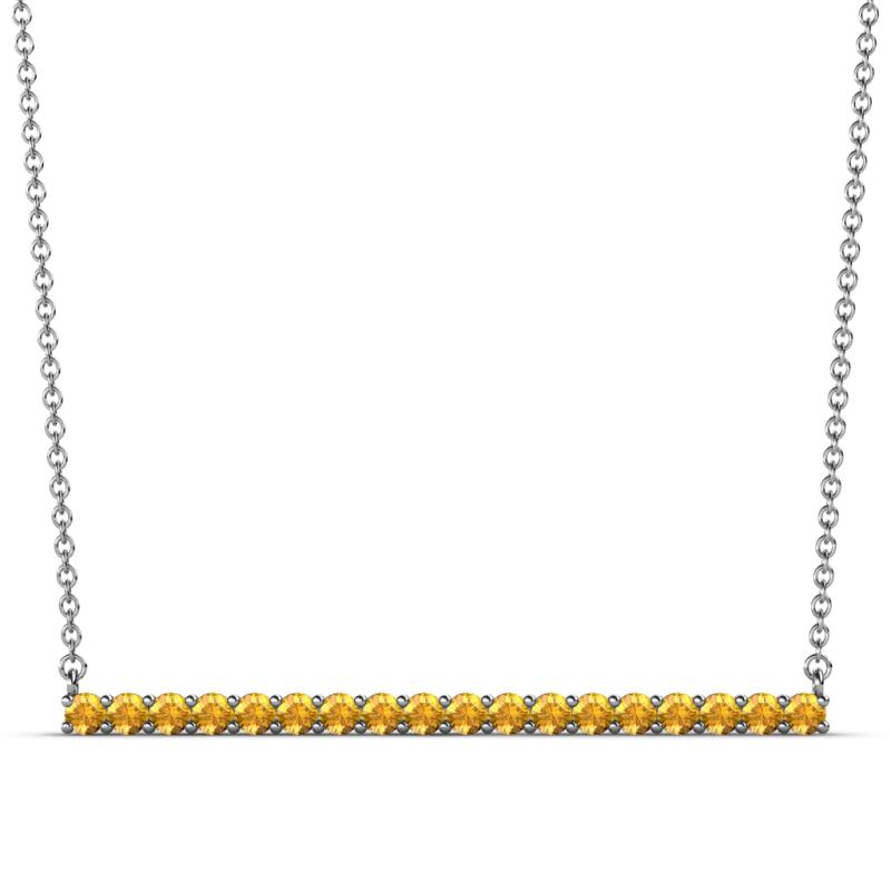 Noya 2.00 mm Round Citrine Horizontal Bar Pendant Necklace 