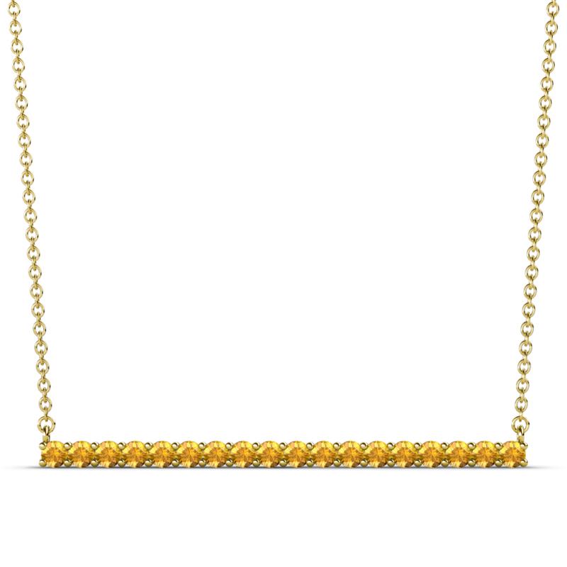 Noya 2.00 mm Round Citrine Horizontal Bar Pendant Necklace 