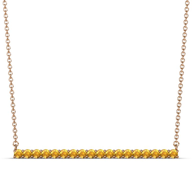 Noya 2.00 mm Round Citrine Horizontal Bar Pendant Necklace 