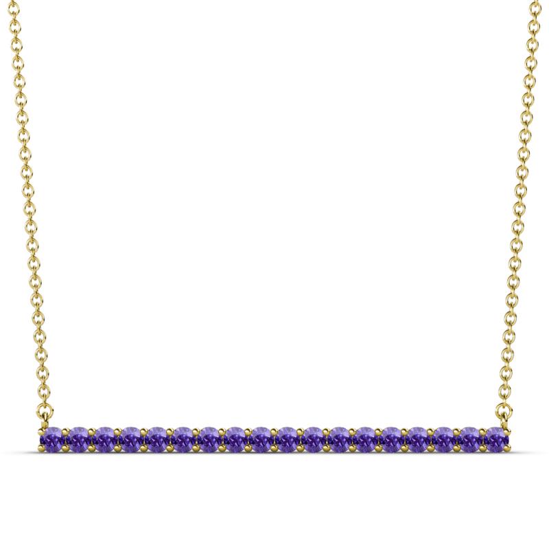 Noya 2.00 mm Round Iolite Horizontal Bar Pendant Necklace 