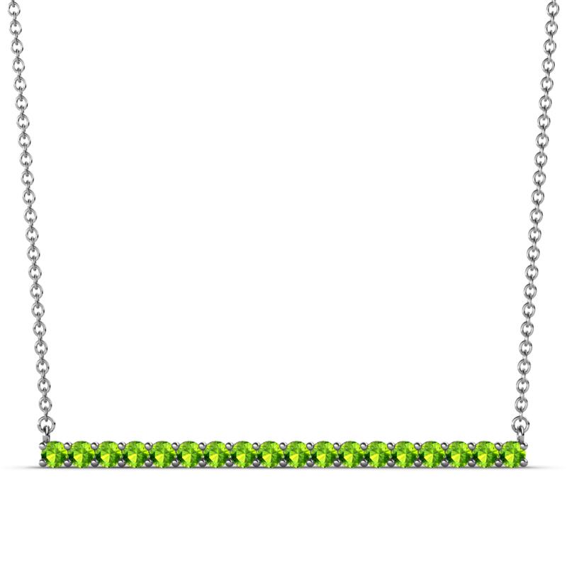 Noya 2.00 mm Round Peridot Horizontal Bar Pendant Necklace 