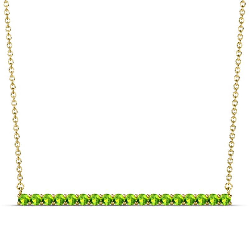 Noya 2.00 mm Round Peridot Horizontal Bar Pendant Necklace 