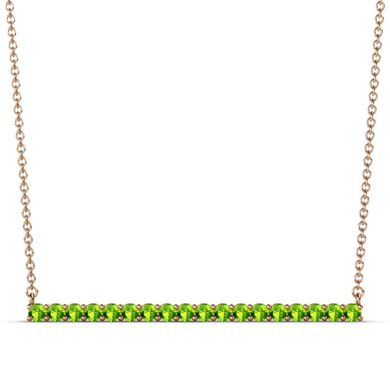 Noya 2.00 mm Round Peridot Horizontal Bar Pendant Necklace 