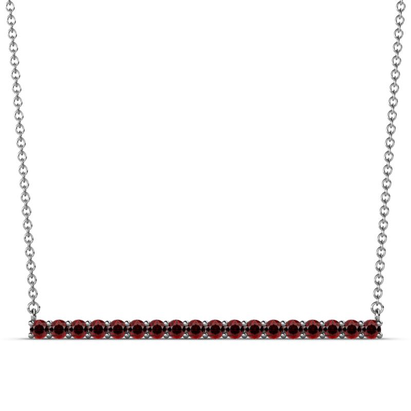 Noya 2.00 mm Round Red Garnet Horizontal Bar Pendant Necklace 