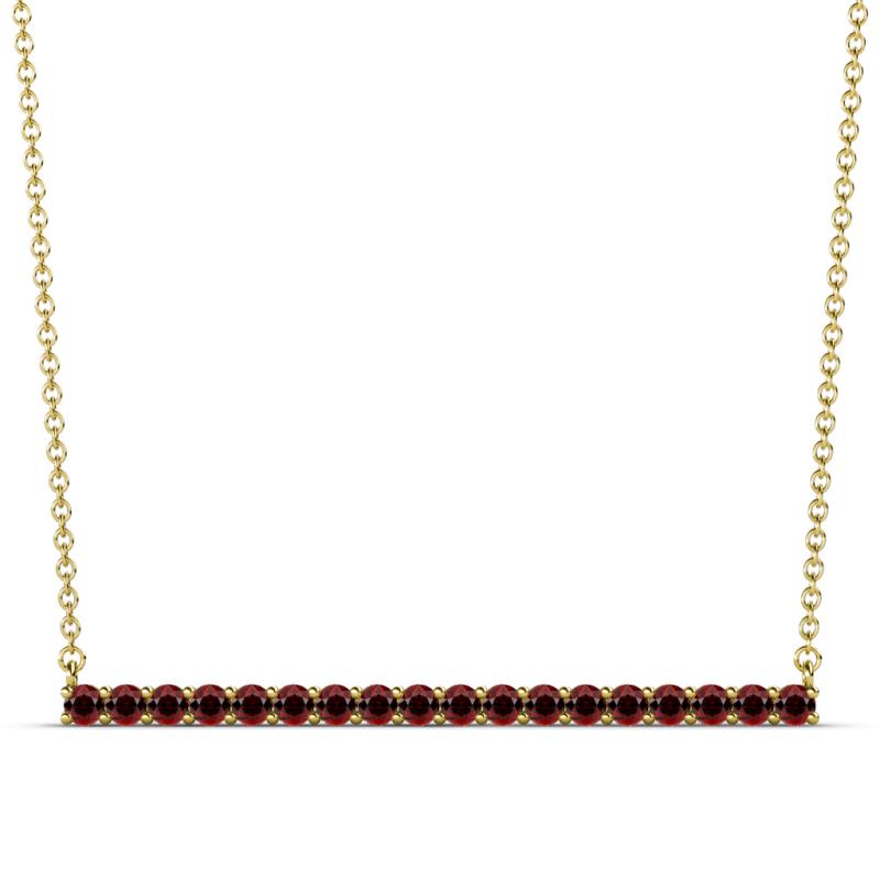Noya 2.00 mm Round Red Garnet Horizontal Bar Pendant Necklace 