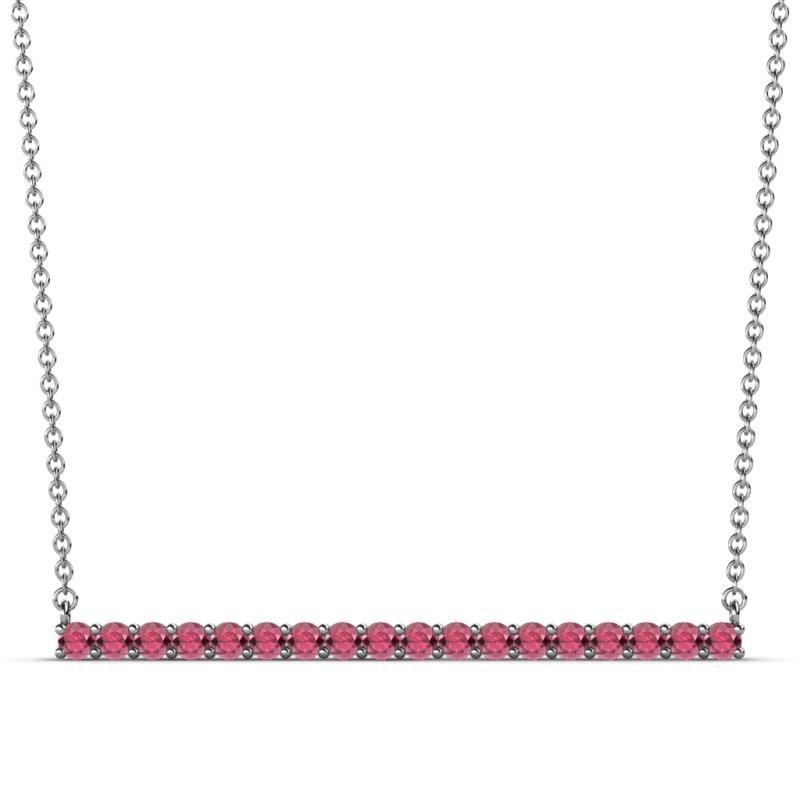 Noya 2.00 mm Round Rhodolite Garnet Horizontal Bar Pendant Necklace 