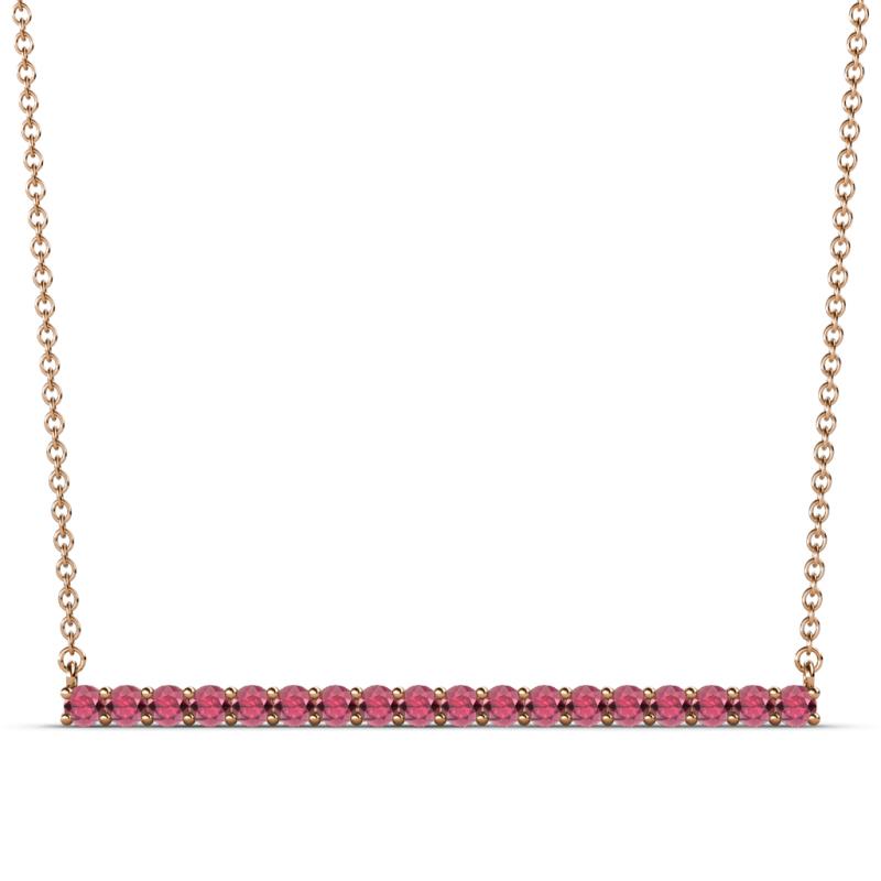 Noya 2.00 mm Round Rhodolite Garnet Horizontal Bar Pendant Necklace 